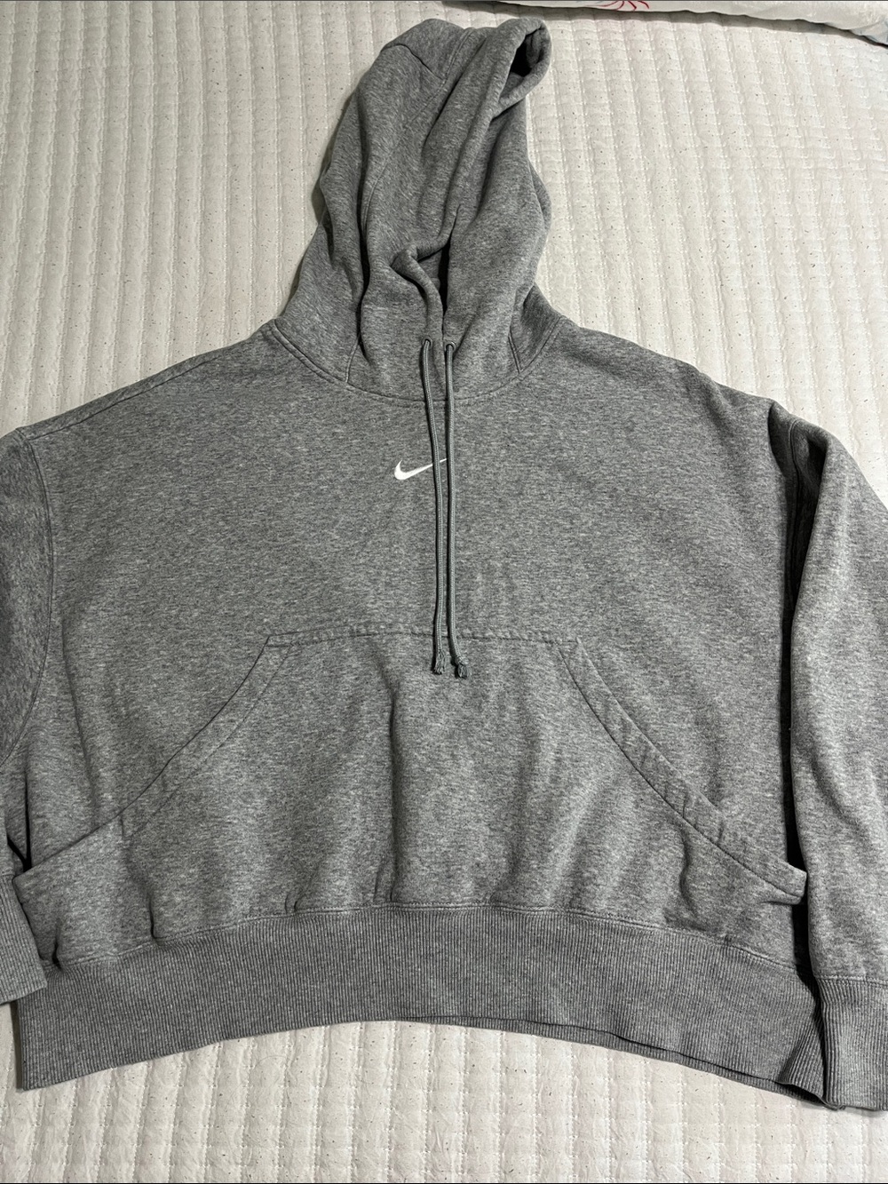 Nike Heather Gray Cropped Pullover Hoodie